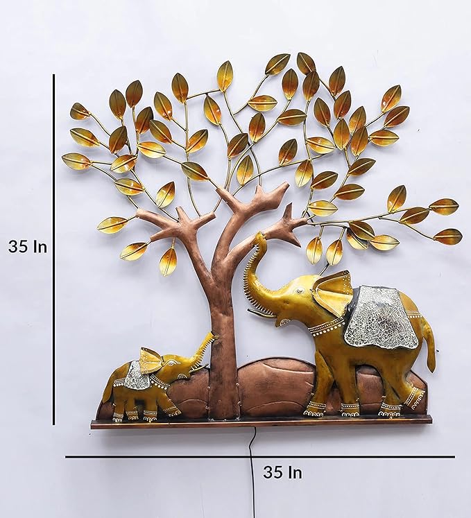 Illuminated Elephant Family Metal Wall Art – Nature - Inspired LED Decor - Wall Art at Nestern