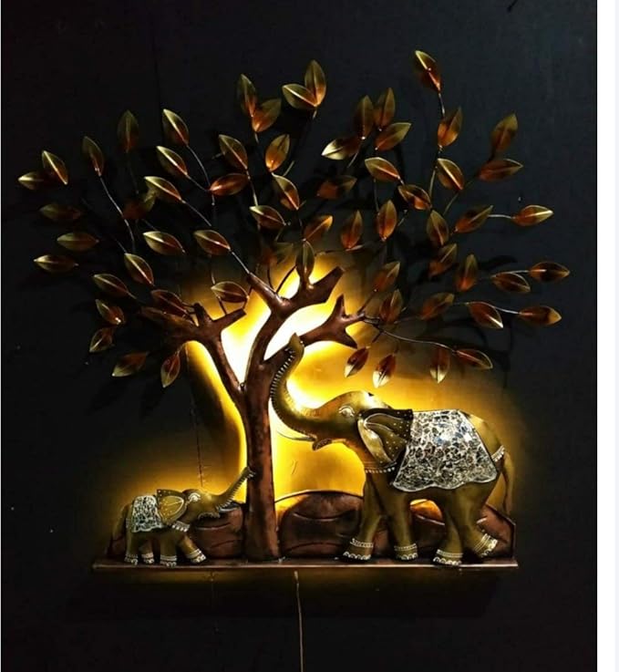 Illuminated Elephant Family Metal Wall Art – Nature - Inspired LED Decor - Wall Art at Nestern