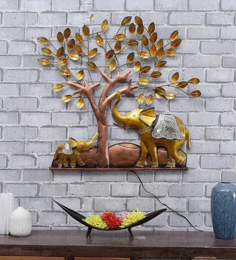 Illuminated Elephant Family Metal Wall Art – Nature - Inspired LED Decor - Wall Art at Nestern