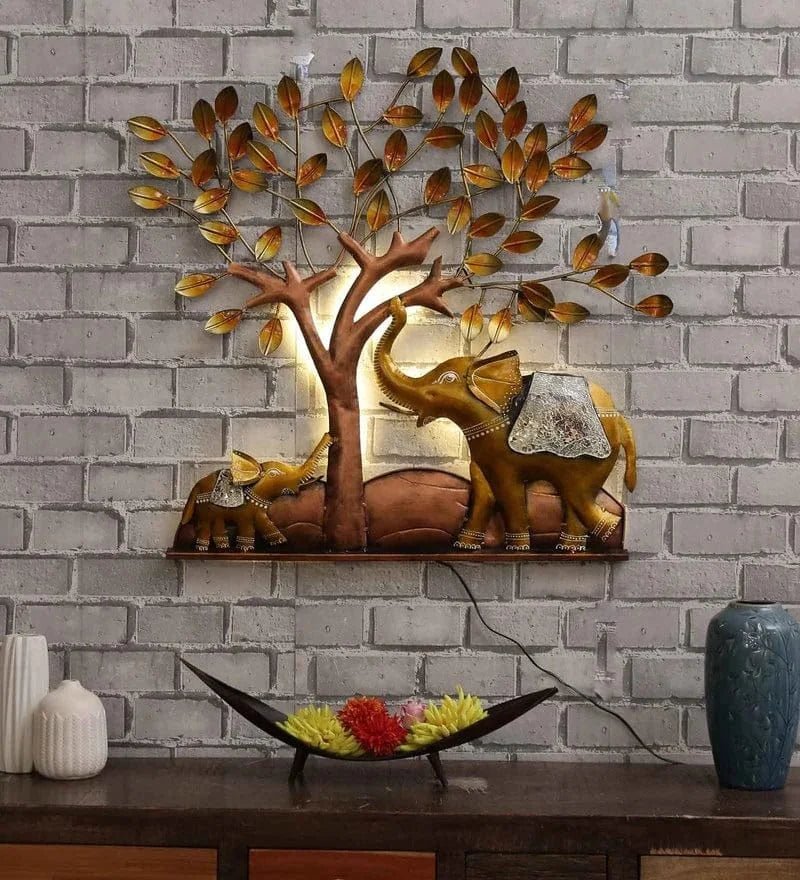 Illuminated Elephant Family Metal Wall Art – Nature - Inspired LED Decor - Wall Art at Nestern