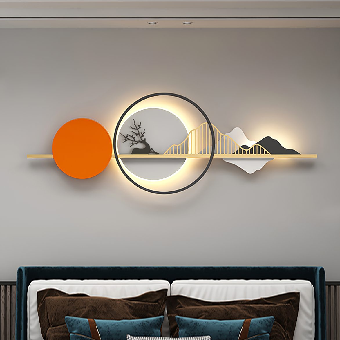 Illuminated Mountain Scene Wall Art - Wall Art at Nestern