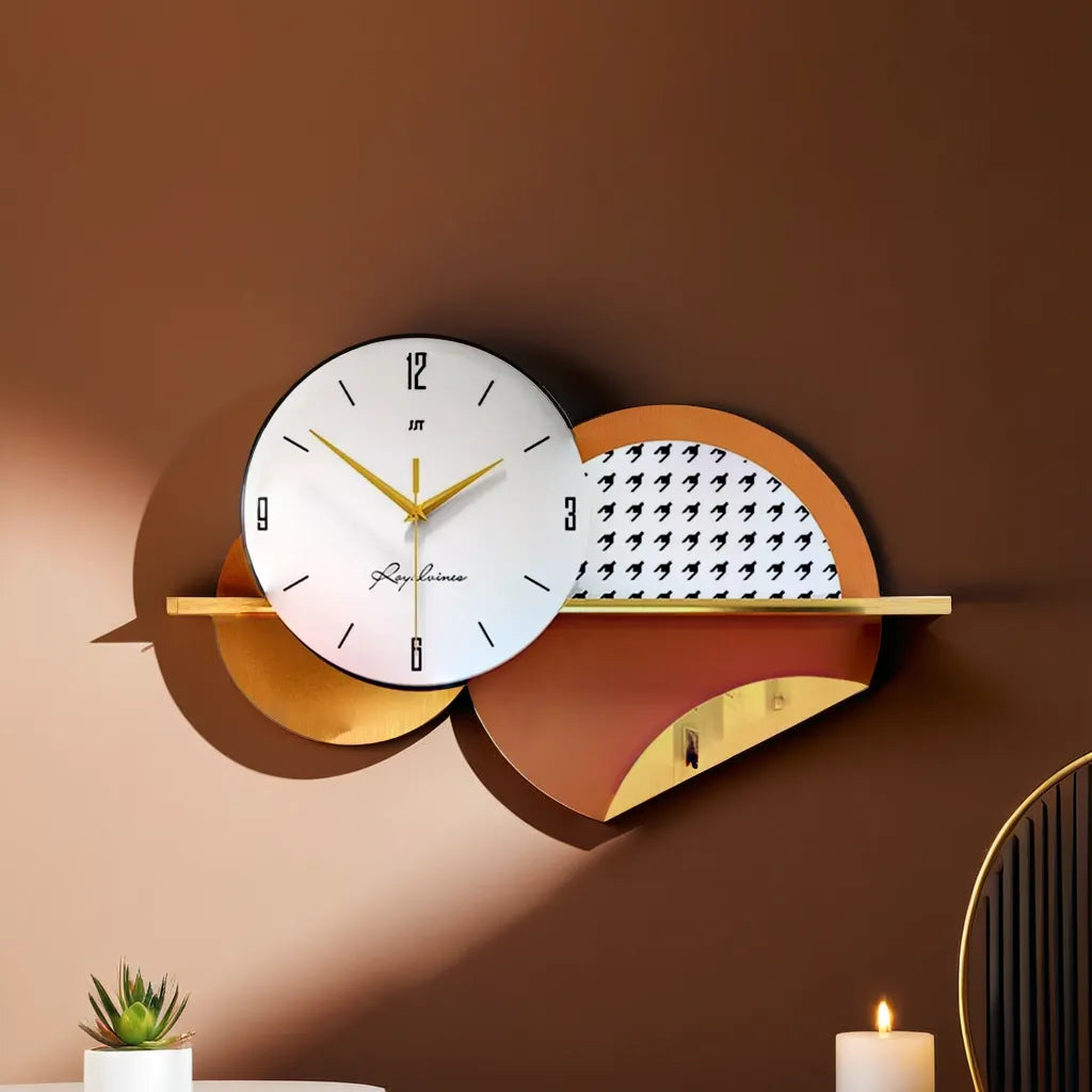 Vibrant Vibes - Orange and Gold Metal Wall Clock with Modern Flair