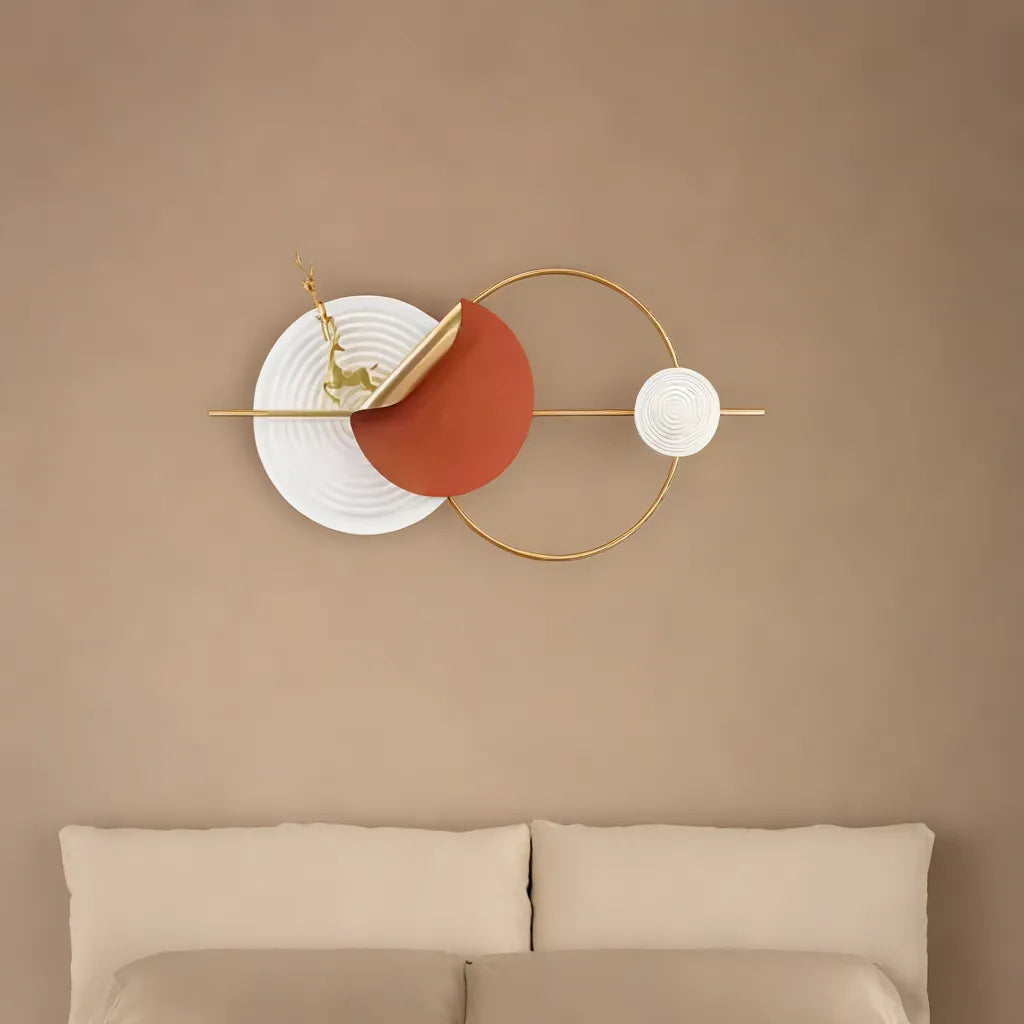 Modern Geometric Metal Wall Art Decor with Circle and Deer Design