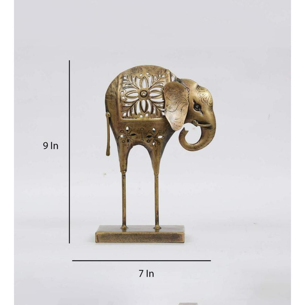 Intricate Brass Elephant Figurine - Table Decors at Nestern