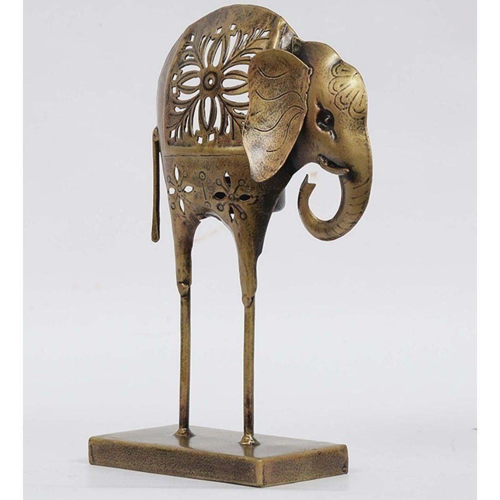 Intricate Brass Elephant Figurine - Table Decors at Nestern