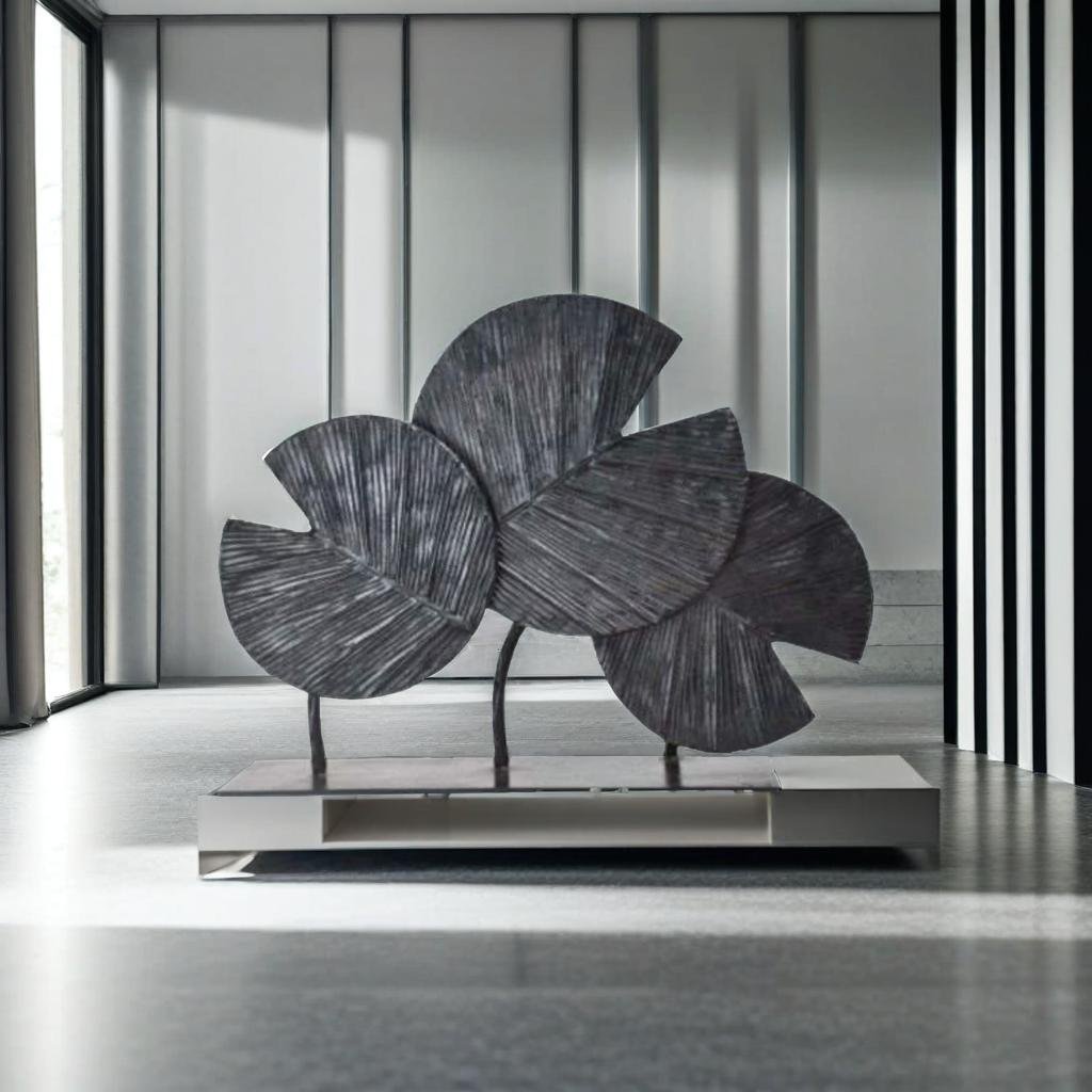 Iron Leaf Art Piece with Textured Finish - Unique Decor - Home Decor at Nestern