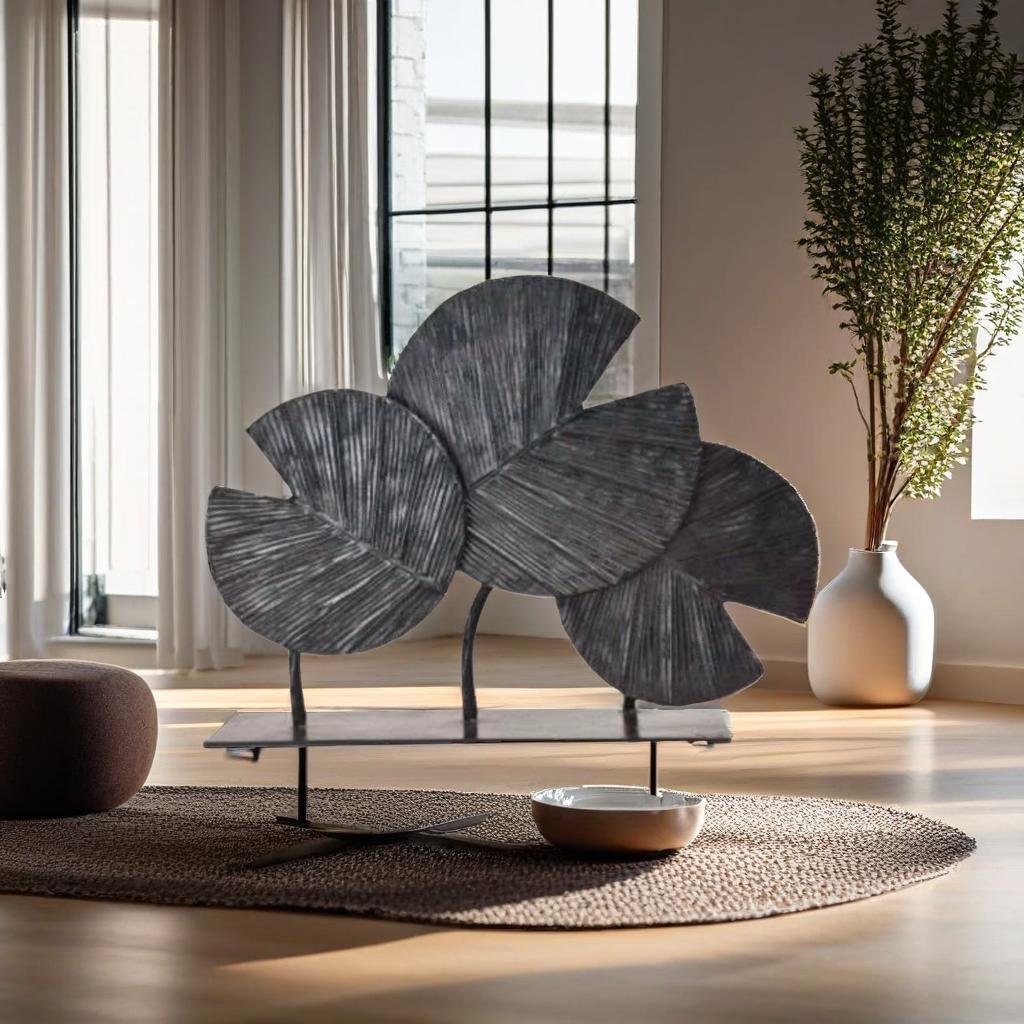 Iron Leaf Art Piece with Textured Finish - Unique Decor - Home Decor at Nestern