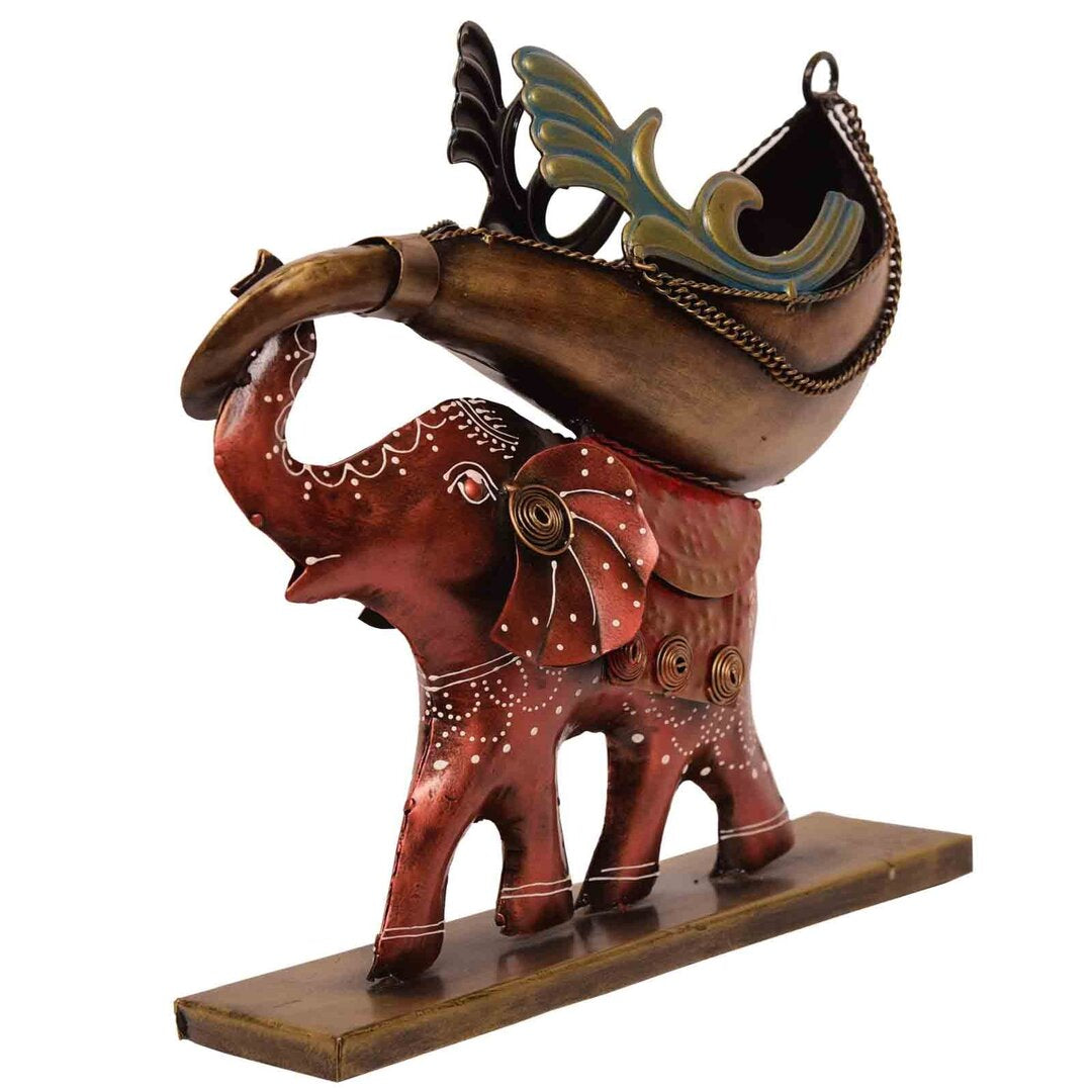 Majestic Elephant with Regal Canoe Bottle Holder