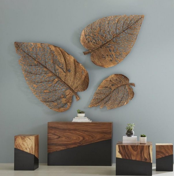 Large Metal Leaf Wall Art – Nature - Inspired Decorative Set - Wall Art at Nestern