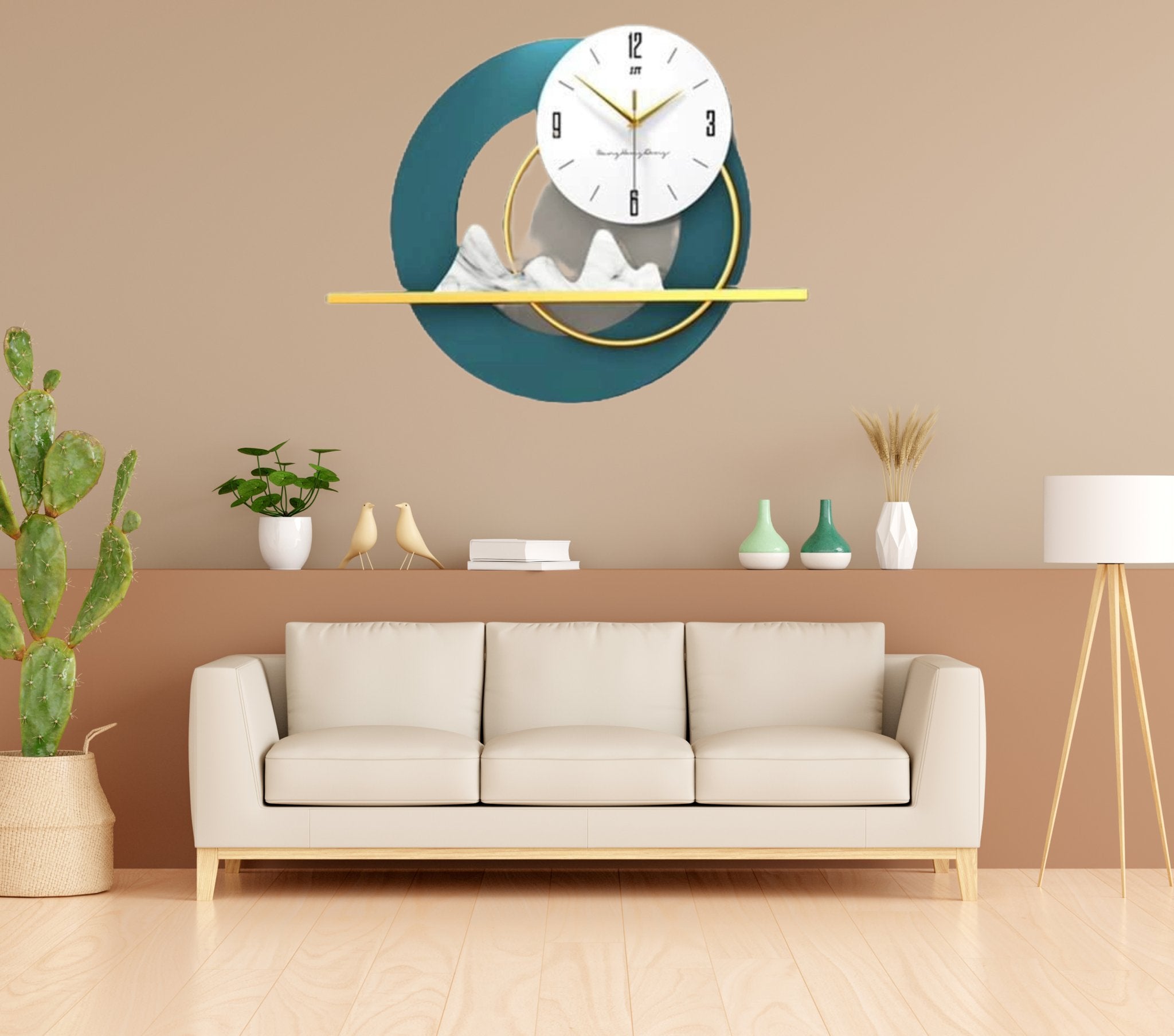 Living Room Luxury - Wall Clock with Elegant Background and Timeless Charm - Wall Clock at Nestern