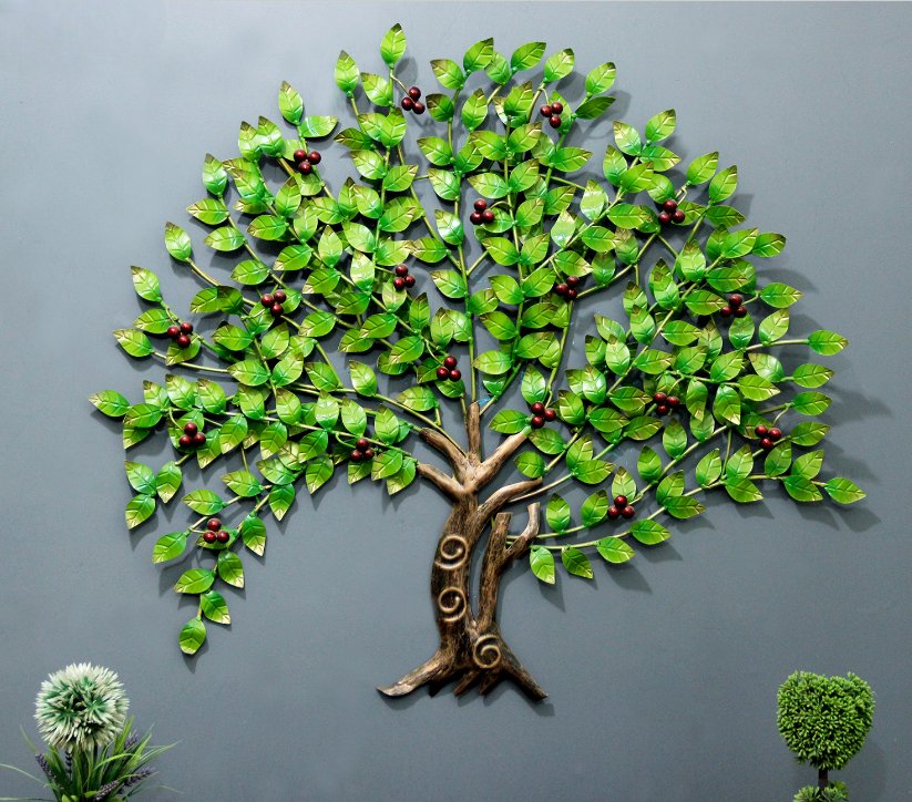 Lush Green Tree of Life Metal Wall Art – Nature - Inspired Home Décor - Wall Art at Nestern