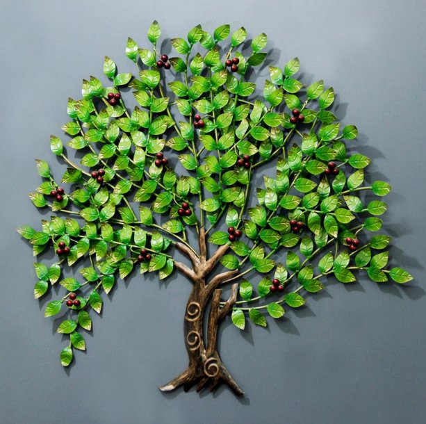 Lush Green Tree of Life Metal Wall Art – Nature - Inspired Home Décor - Wall Art at Nestern