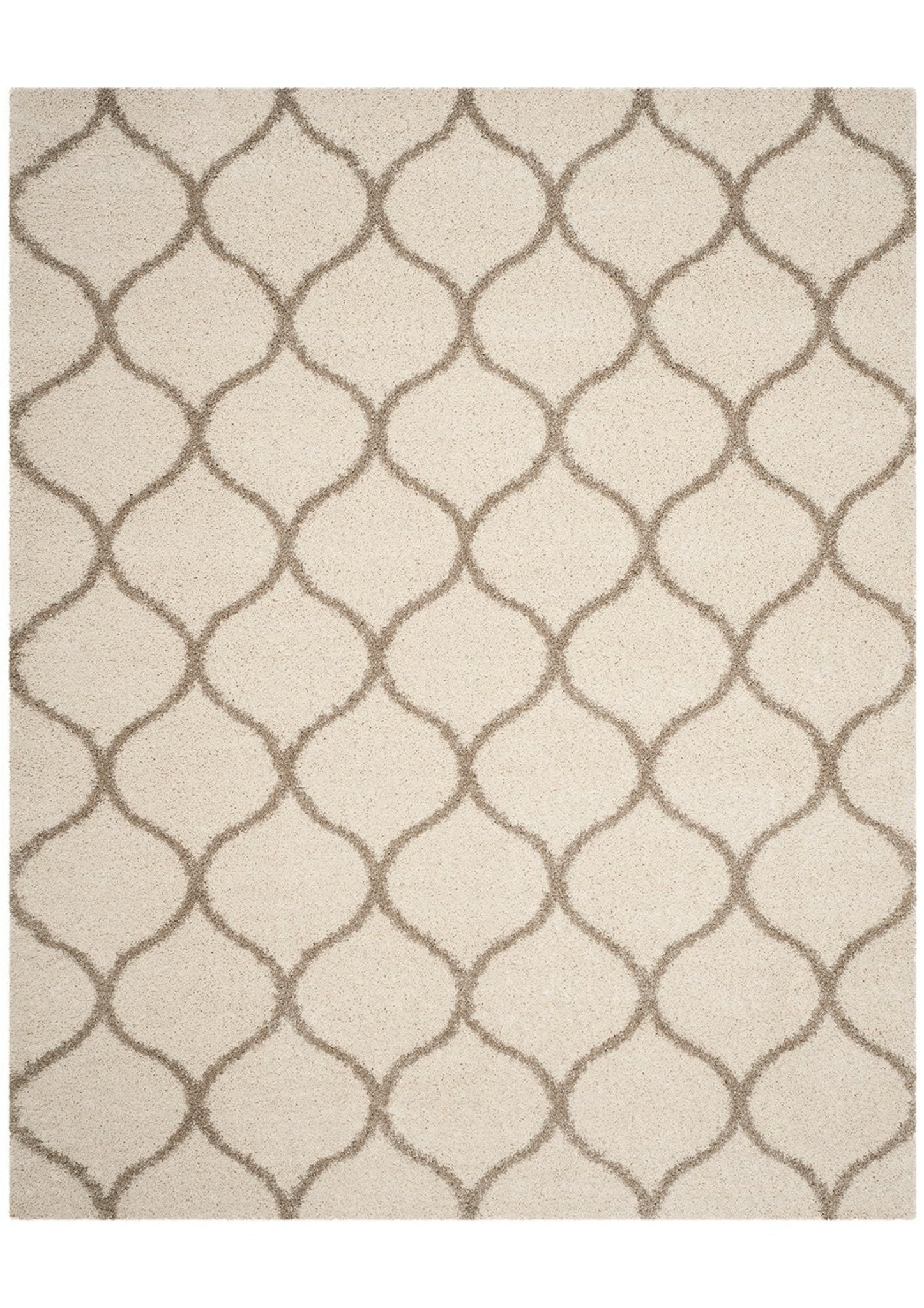 Luxe Cream Diamond - Patterned Shag Rug - Rugs at Nestern