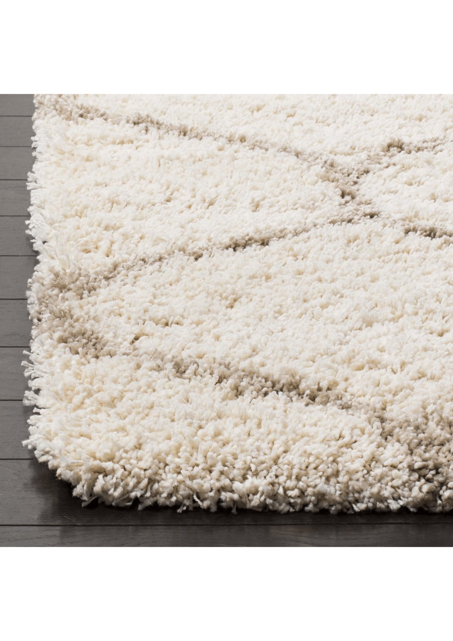 Luxe Cream Diamond - Patterned Shag Rug - Rugs at Nestern