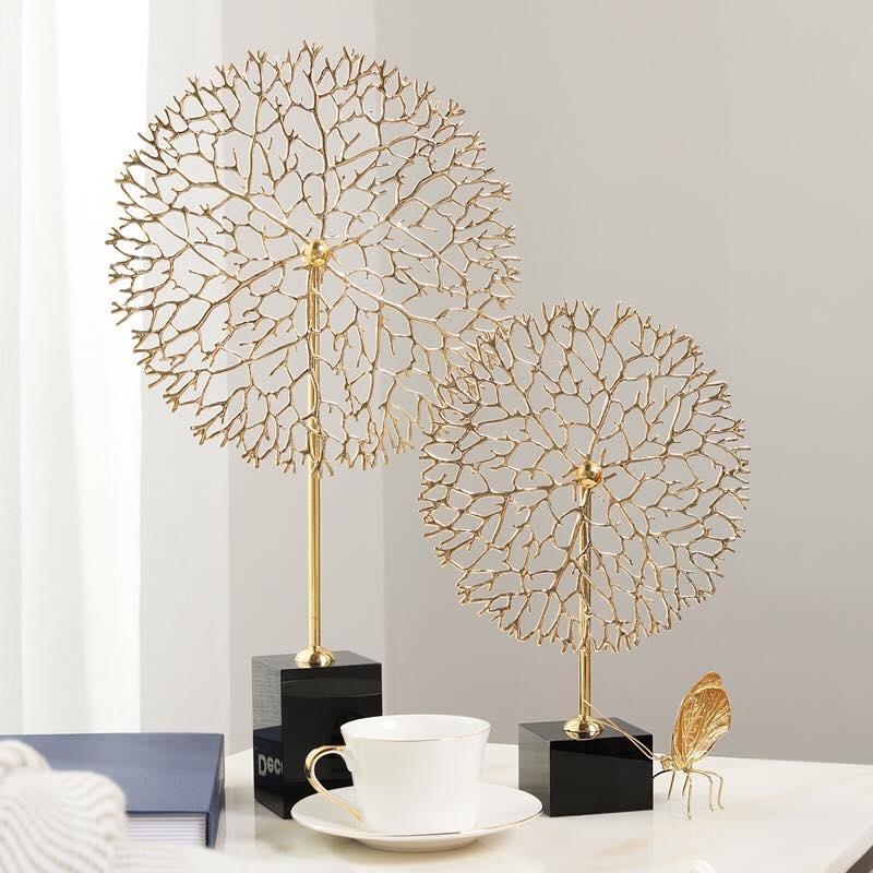 Luxury Coral Tree Accents - Aluminum & Marble Decor for Home and Office - Home Decor at Nestern