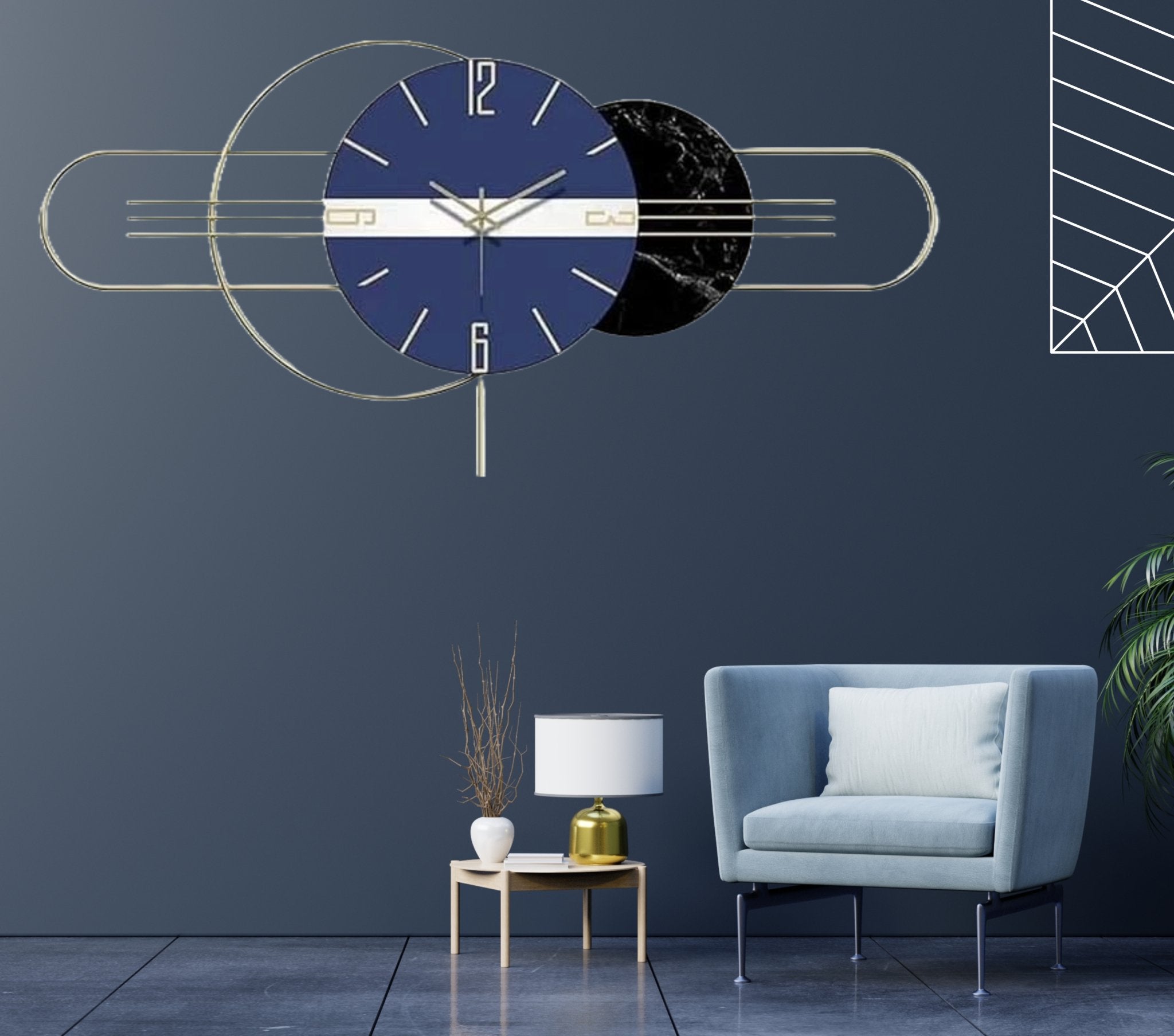 Metal Muse - Large Blue Wall Clock with Artistic Inspiration - Wall Clock at Nestern