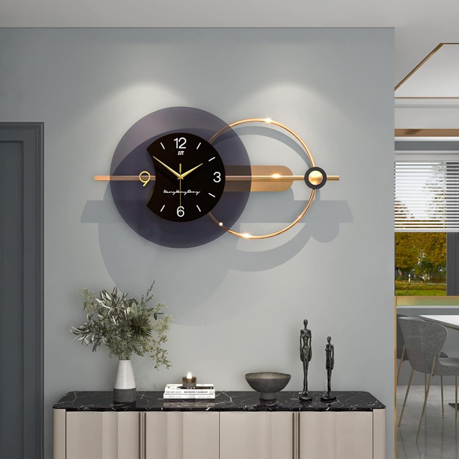 Metallic Accents Geometric Wall Clock - Wall Clock at Nestern