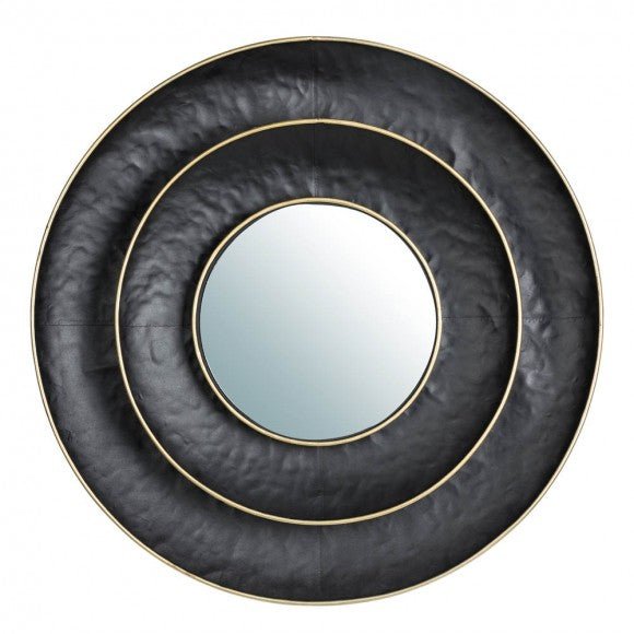 Modern Black and Gold Layered Round Wall Mirror - Wall Art at Nestern