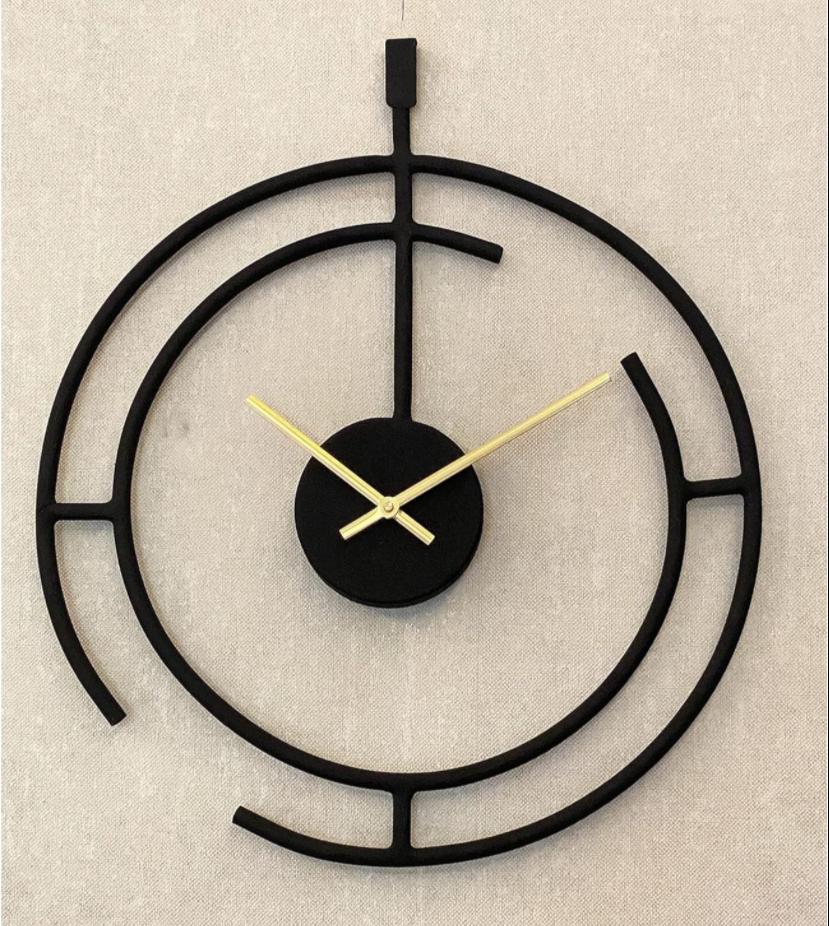 Modern Black Geometric Wall Clock - Sleek Design for Contemporary Spaces - Home Decor at Nestern