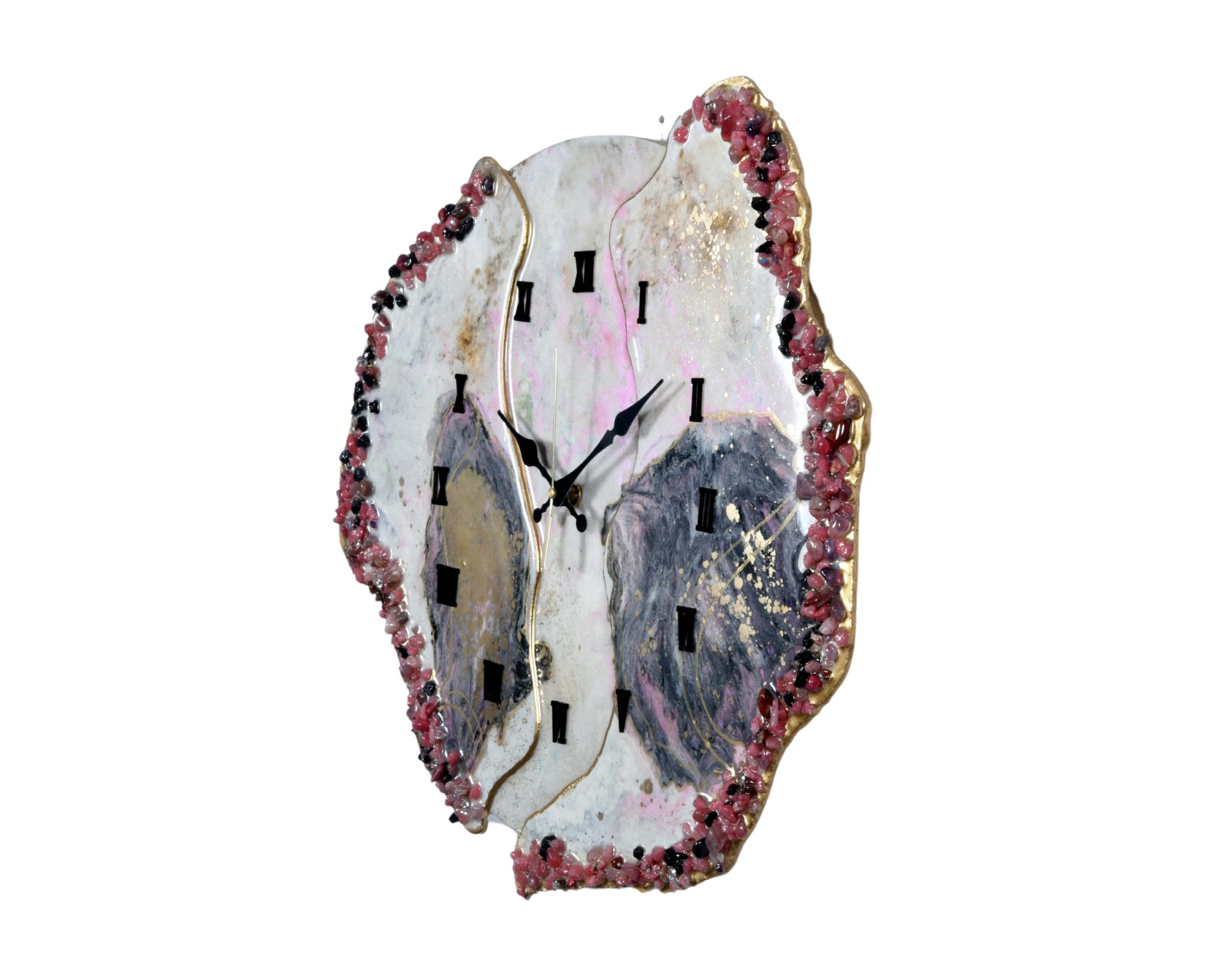 Modern Blue & Pink Geode Resin Wall Clock – Sleek Aesthetic Home Decor - Wall Clock at Nestern