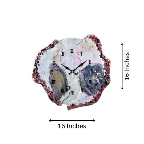 Modern Blue & Pink Geode Resin Wall Clock – Sleek Aesthetic Home Decor - Wall Clock at Nestern