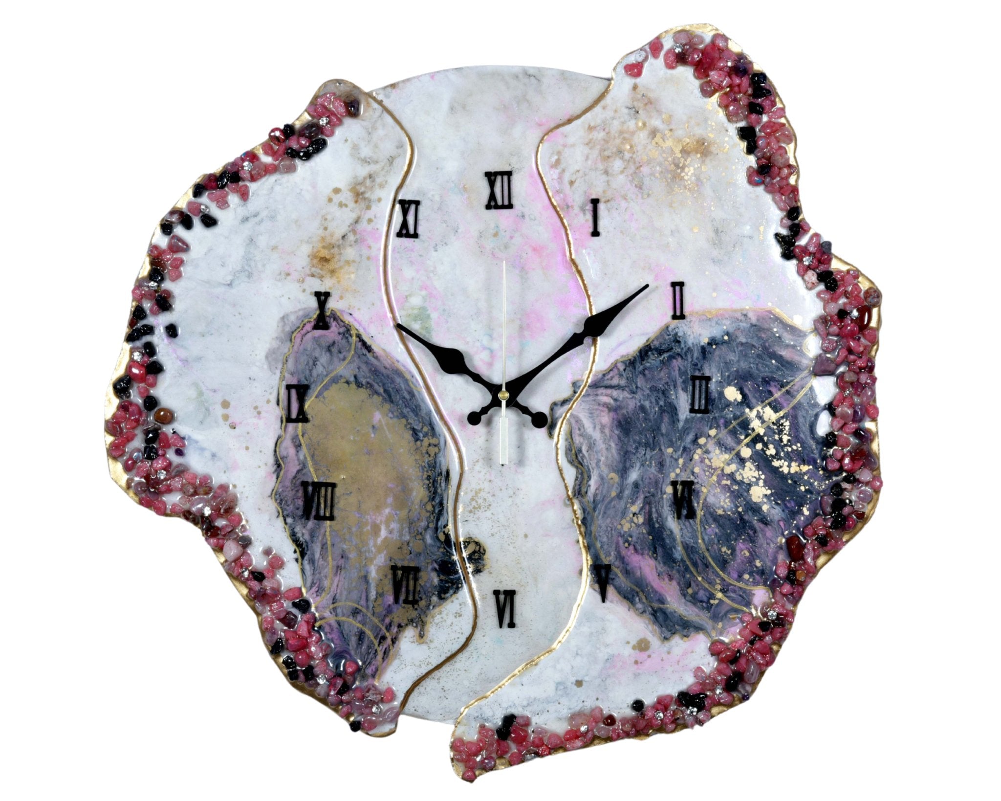 Modern Blue & Pink Geode Resin Wall Clock – Sleek Aesthetic Home Decor - Wall Clock at Nestern