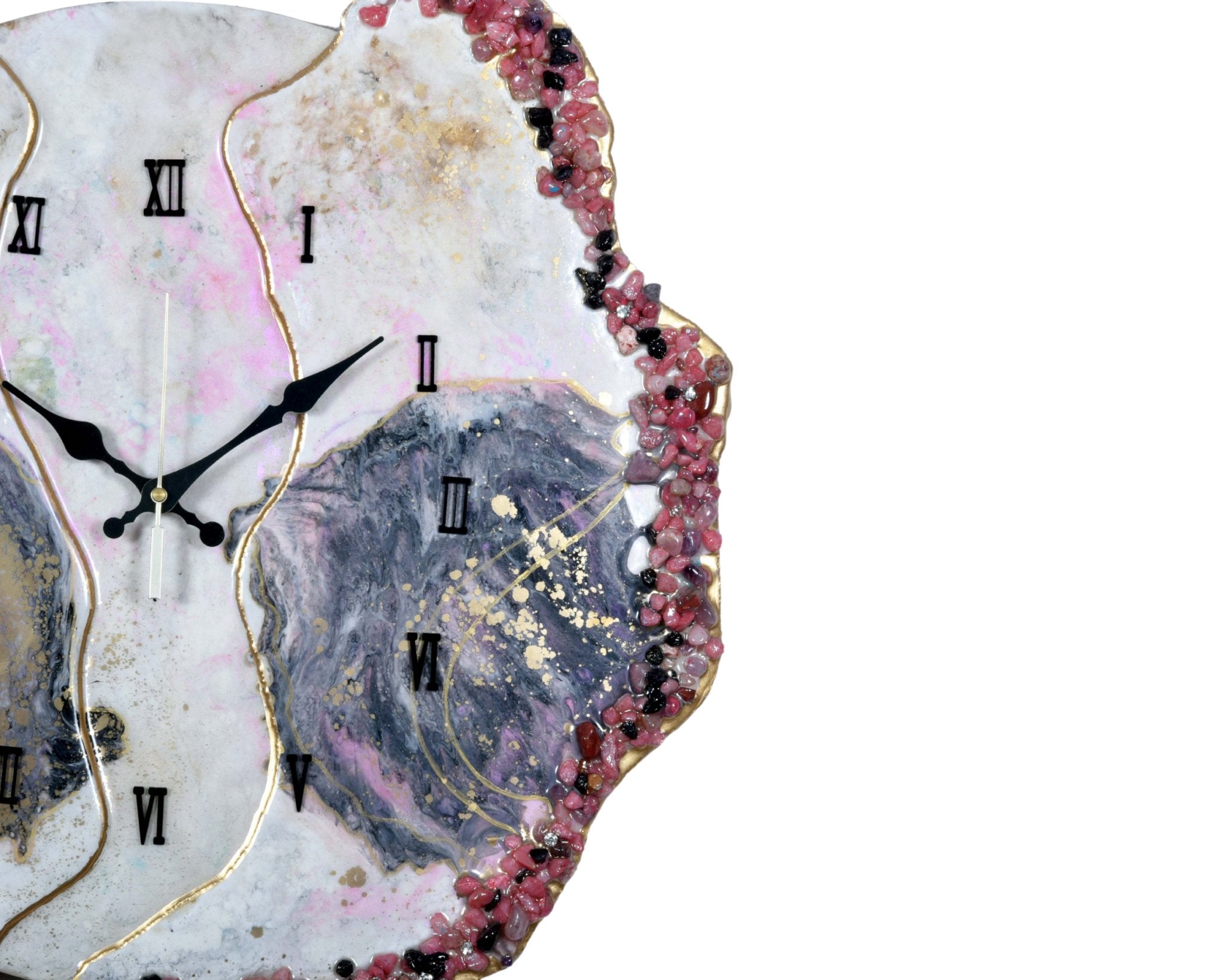 Modern Blue & Pink Geode Resin Wall Clock – Sleek Aesthetic Home Decor - Wall Clock at Nestern