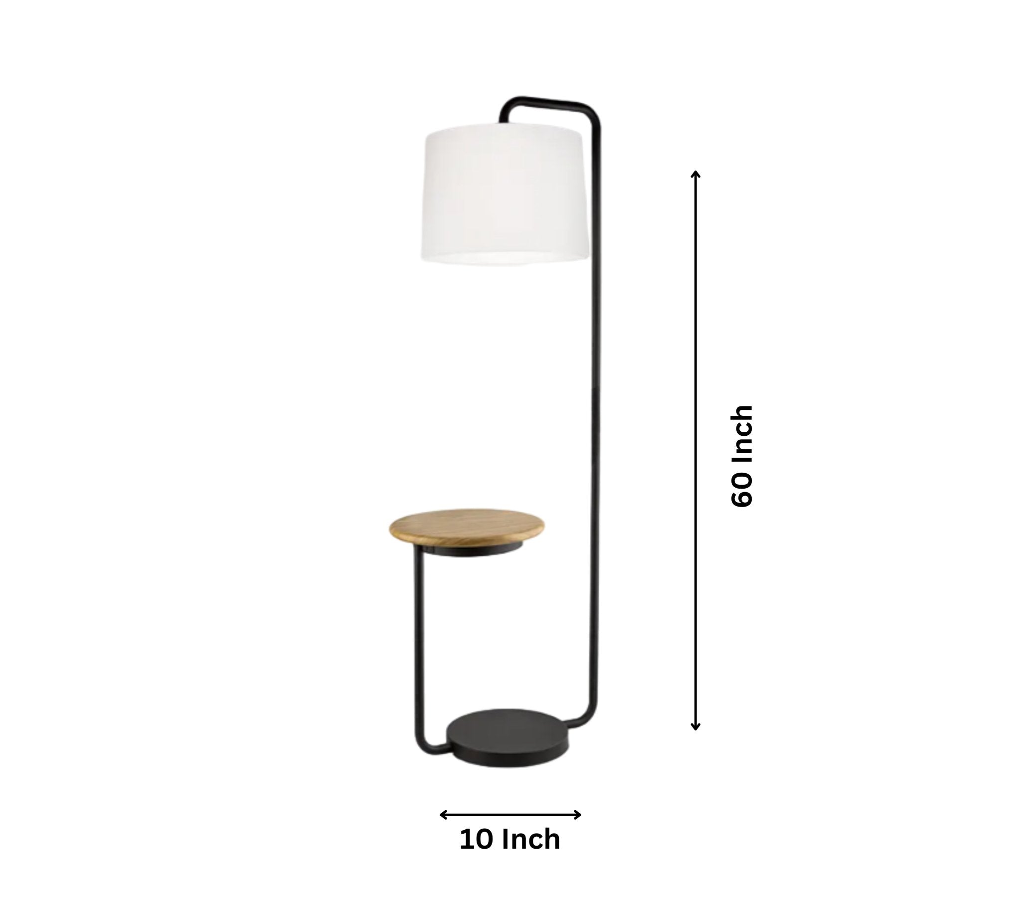 Modern Dome Floor Lamp with LED Light & Table Shelf, Melody Shellacs Metal Design - Home Decor at Nestern