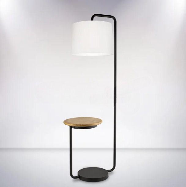 Modern Dome Floor Lamp with LED Light & Table Shelf, Melody Shellacs Metal Design - Home Decor at Nestern