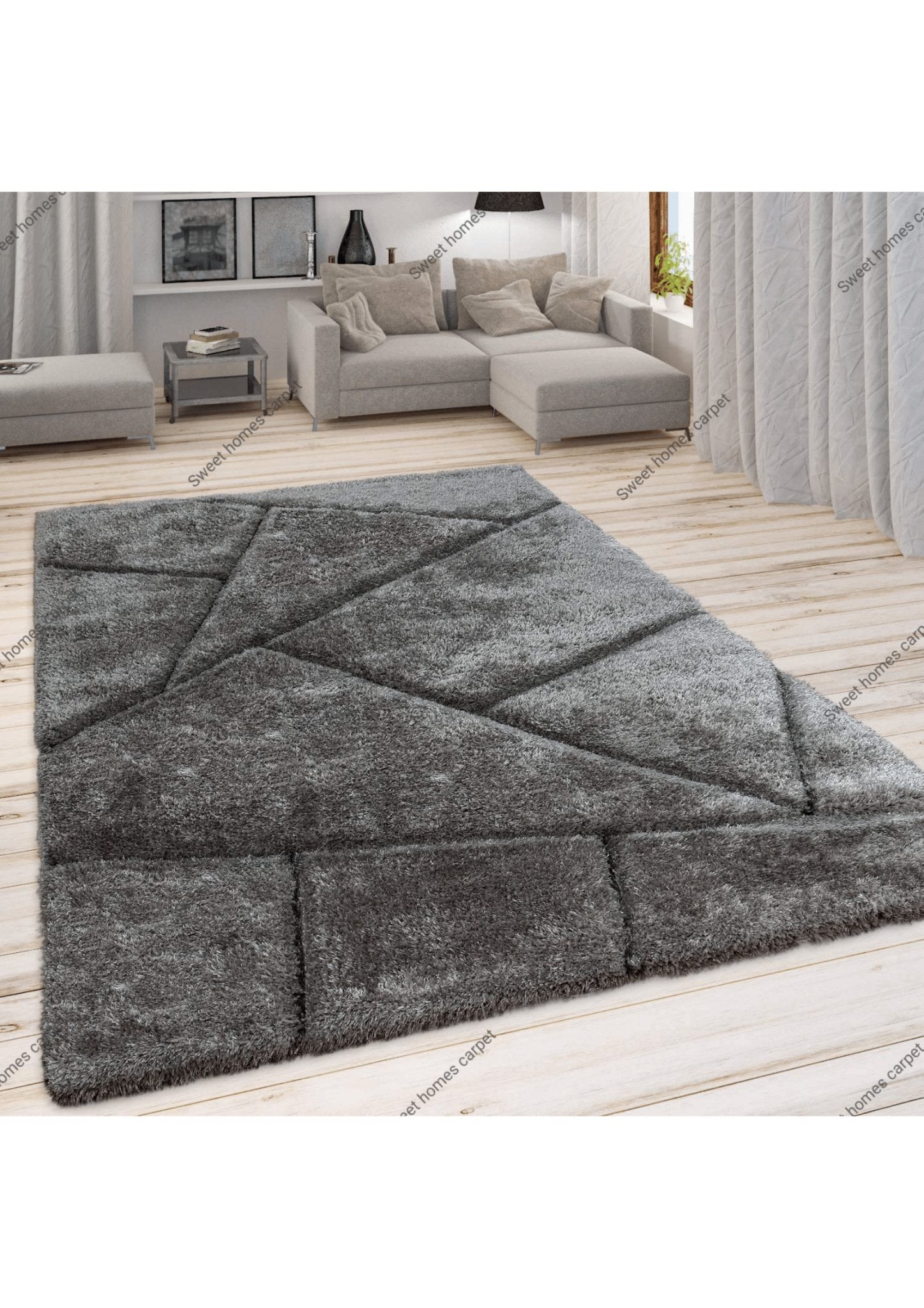 Modern Geometric Plush Carpet - Rugs at Nestern