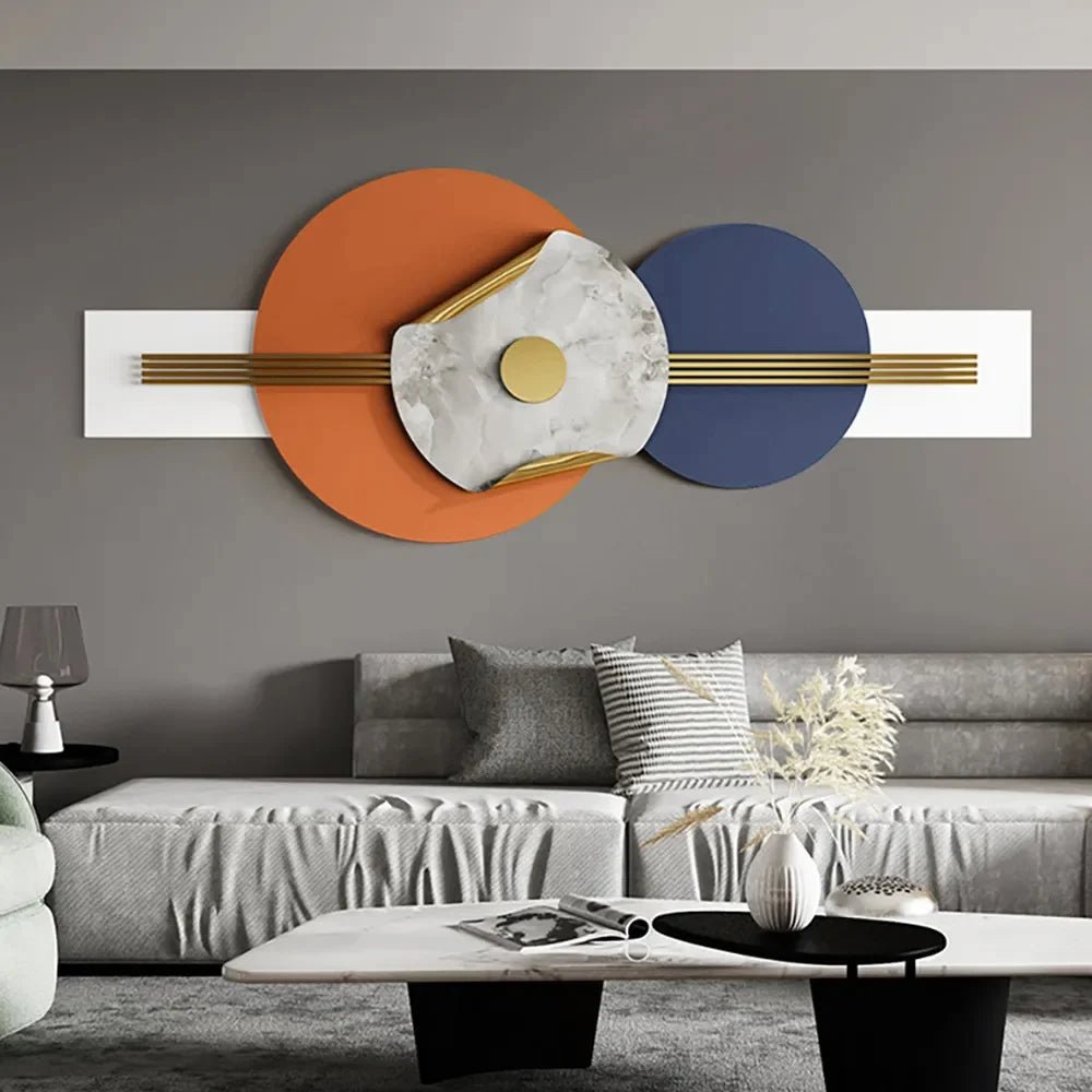 Modern Geometric Wall Art(Orange and Blue) - Wall Art at Nestern