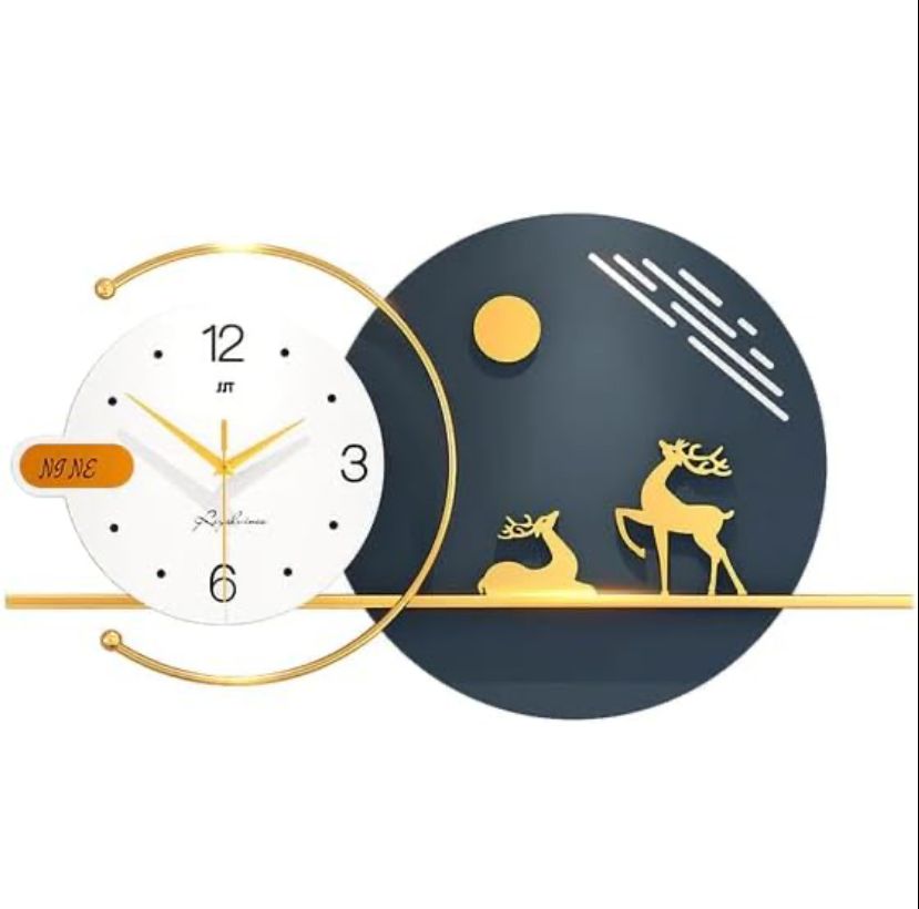 Modern Gold and Black Deer Wall Clock - Unique Art Piece for Contemporary Interiors - Home Decor at Nestern