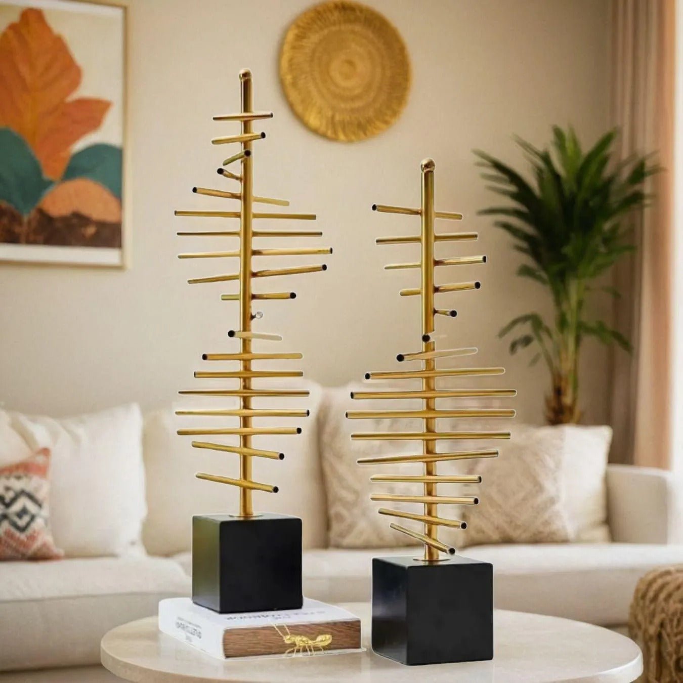 Modern Set of 2 Stainless Steel Art Pieces with Sleek Design - Home Decor at Nestern