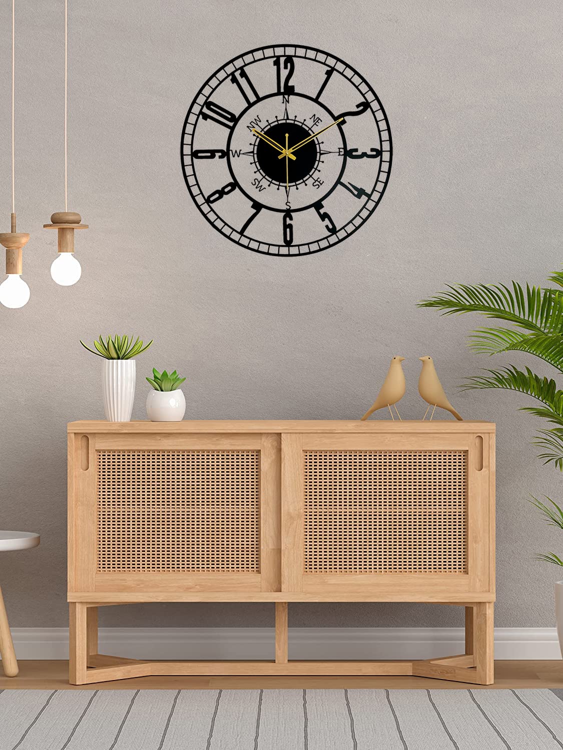 Monochrome Double Ring Black Metal Wall Clock - Wall Clock at Nestern