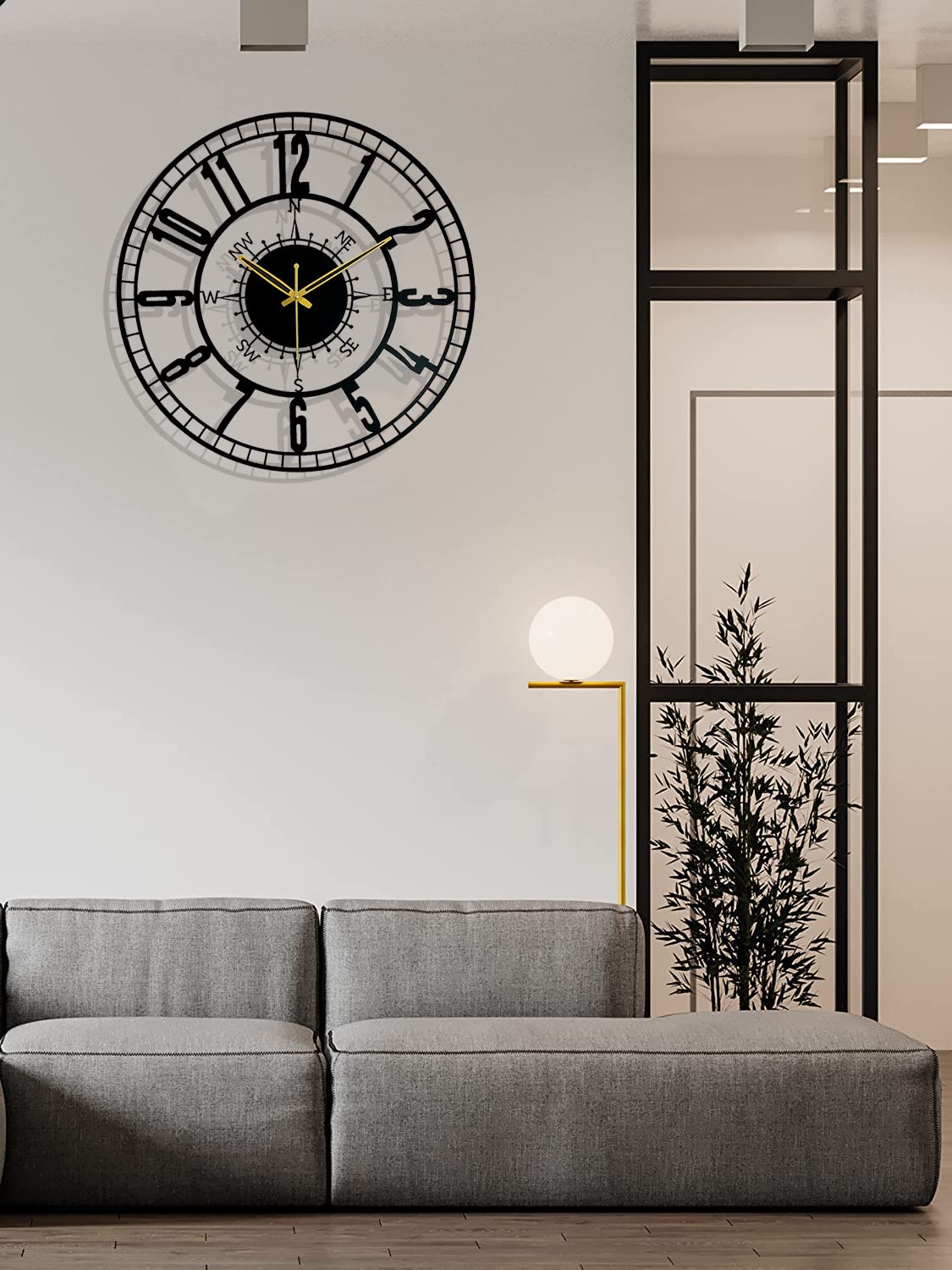 Monochrome Double Ring Black Metal Wall Clock - Wall Clock at Nestern