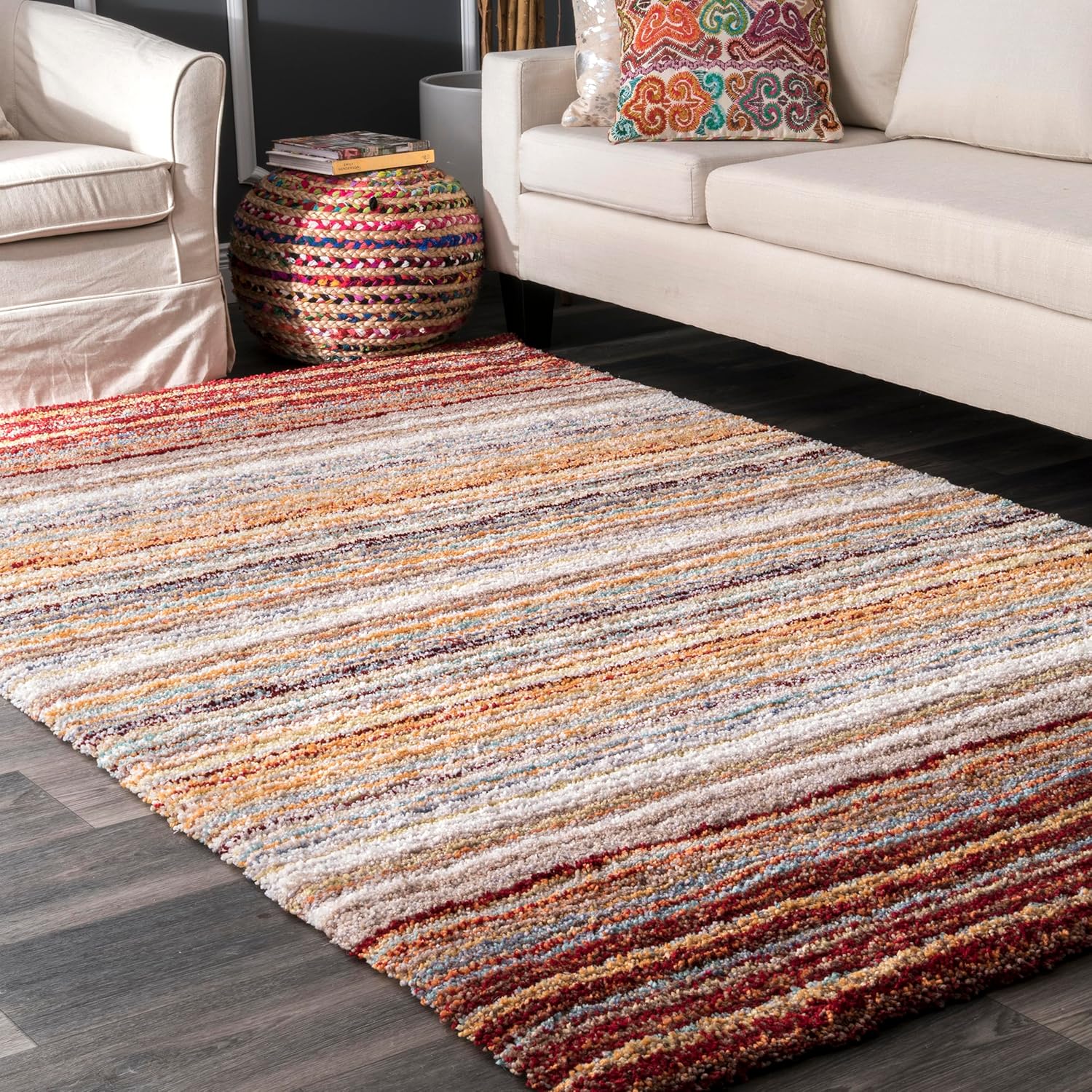 Multicolor Striped Area Rug - Rugs at Nestern