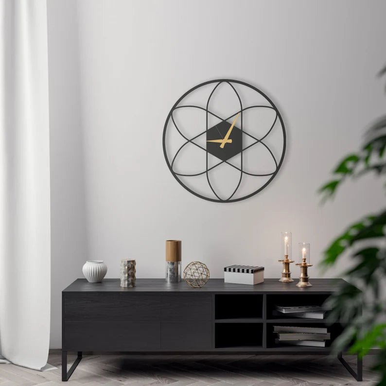 Orbital Elegance Large Wall Clock: Modern Geometry Meets Time - Home Decor at Nestern