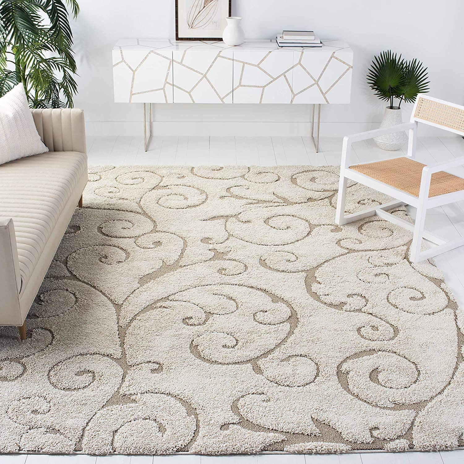 Ornate Beige Swirl Area Rug - Rugs at Nestern