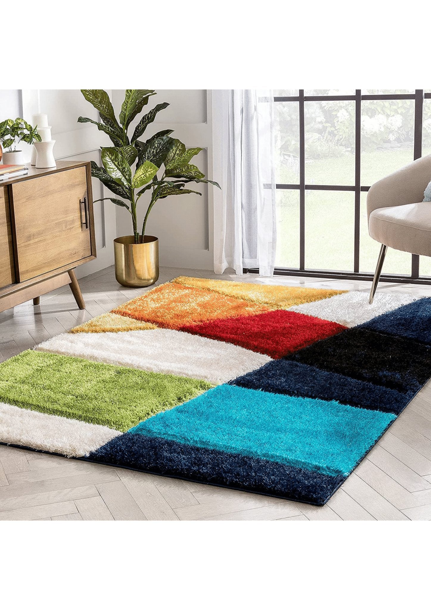 Patterned Vibrant Geometric Area Rug - Rugs at Nestern