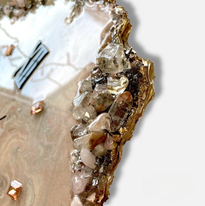 Pink Agate Marble Epoxy Wall Clock, Unique Handmade Modern Decor - Wall Clock at Nestern