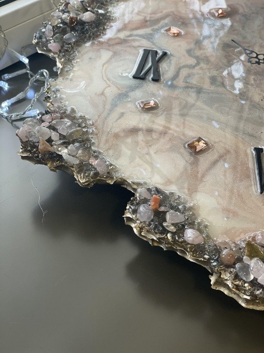 Pink Agate Marble Epoxy Wall Clock, Unique Handmade Modern Decor - Wall Clock at Nestern