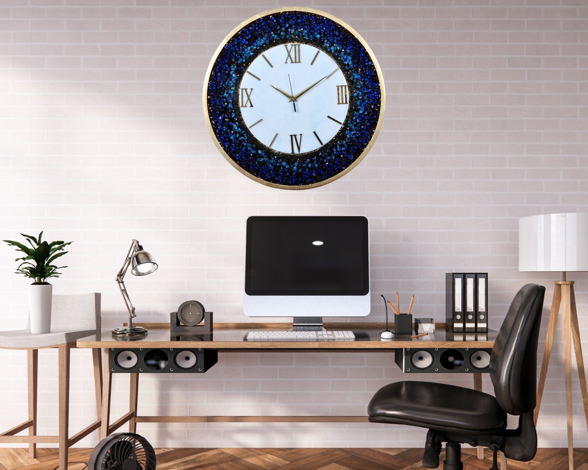 Premium Blue Agate Wall Clock – Stunning Design for Luxurious Home Décor - Wall Clock at Nestern