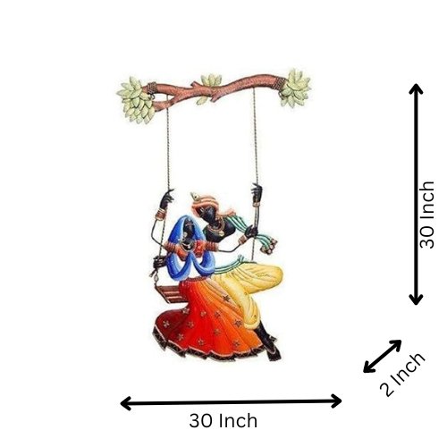 Radha Krishna on Swing Metal Wall Art – Two Variants of Divine Décor - Wall Art at Nestern