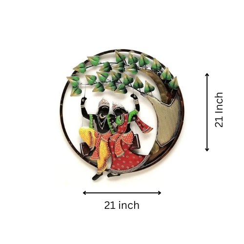 Radha Krishna Swing Wall Art with Backlight - Wall Art at Nestern