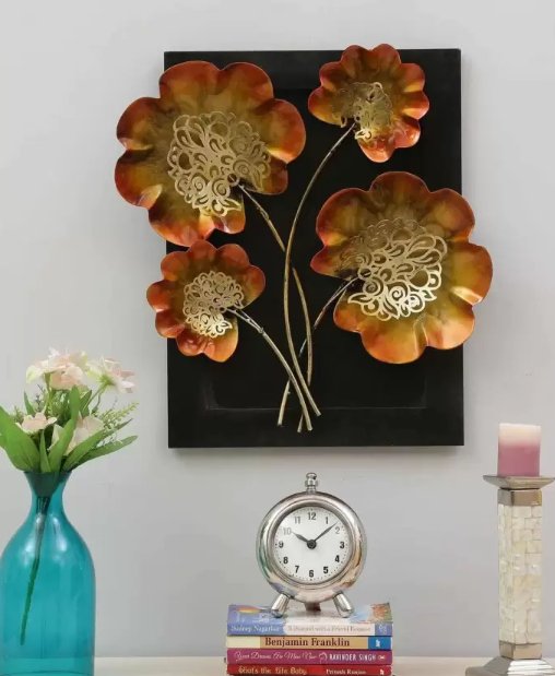 Radiant Golden Brown Floral Wall Art - Wall Art at Nestern