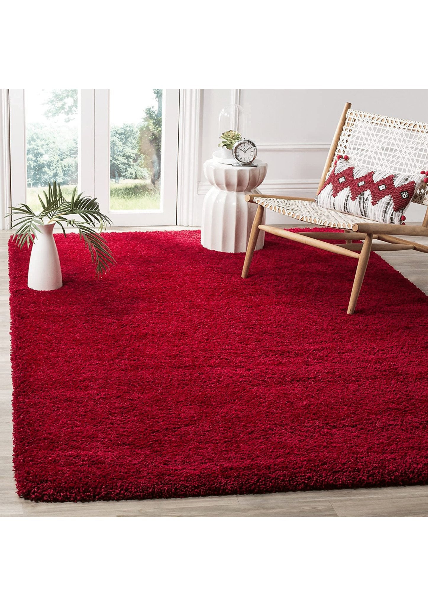 Red Plush Shaggy Rug - Rugs at Nestern