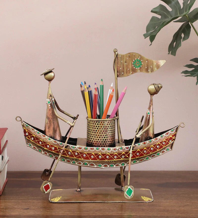 Regal Voyager Metallic Boat Pen Holder - Table Decors at Nestern