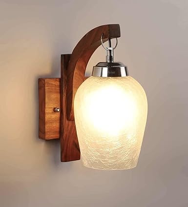 Rustic Wooden Bracket Wall Lamp - Wall Lights at Nestern