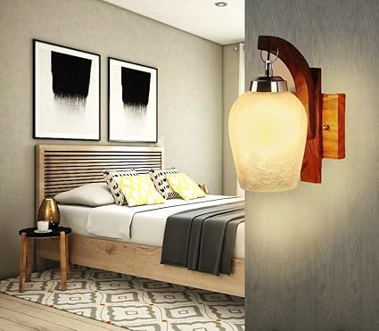 Rustic Wooden Bracket Wall Lamp - Wall Lights at Nestern