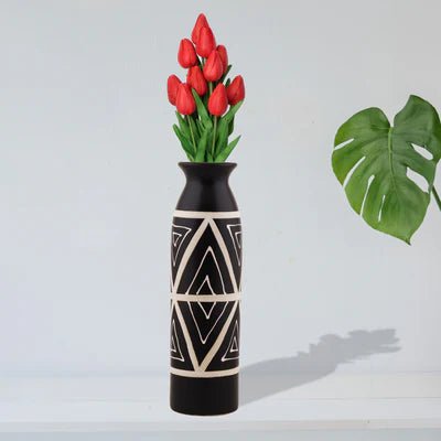 Sleek Bold Black Decoartive Table Vase - Home Decor at Nestern